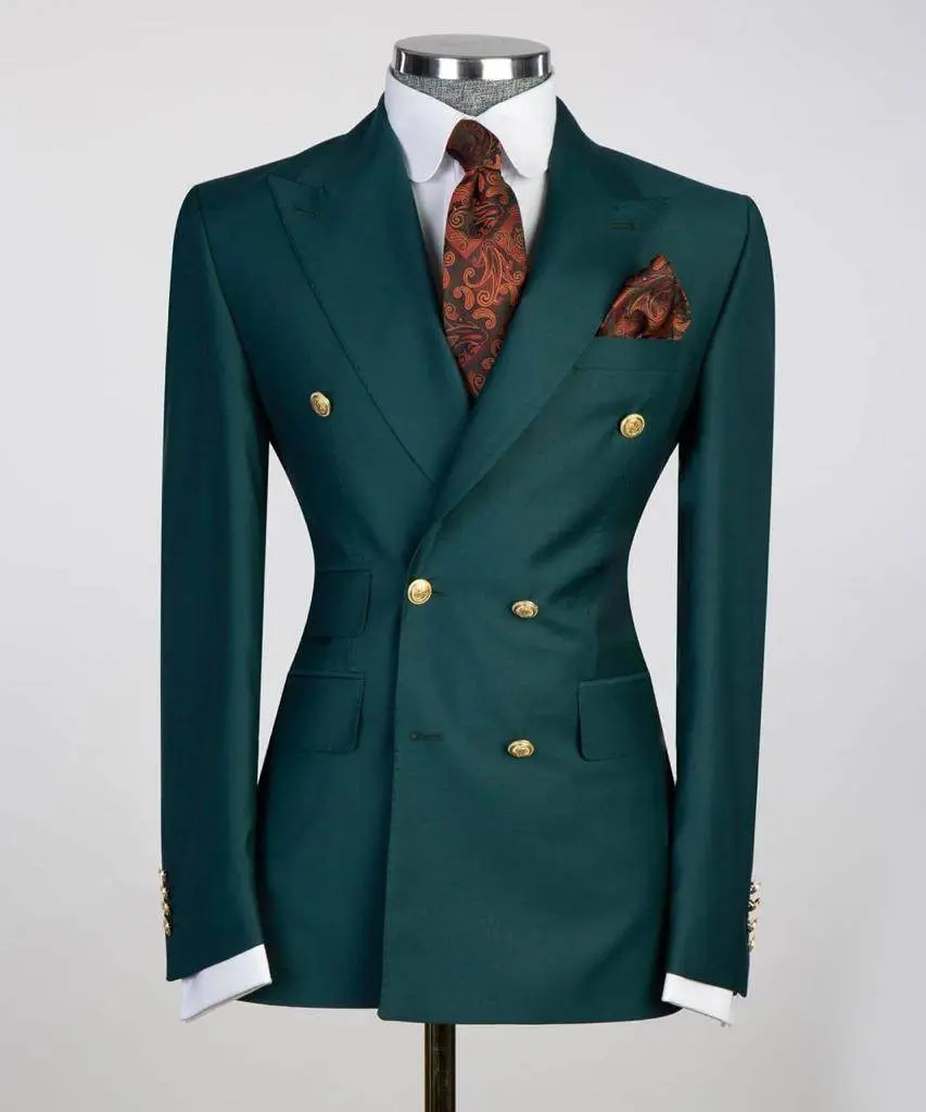 Double Breasted Green Suit Peak Lapel 2pc — photograph 1