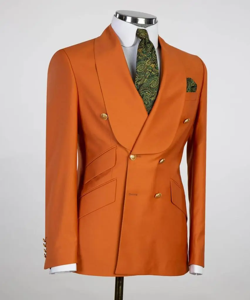 Men's Suit 2 Piece Double Breasted Orange — photograph 2