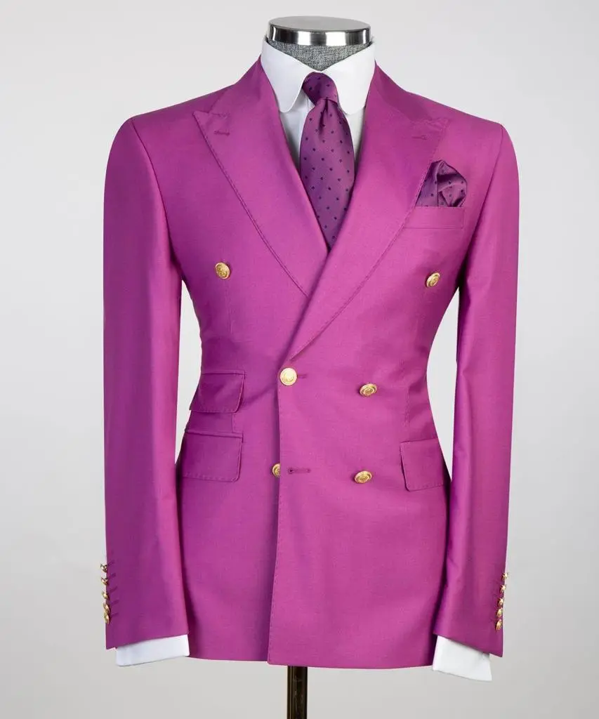 Double Breasted Pink Suit Peak Lapel 2pc — photograph 1