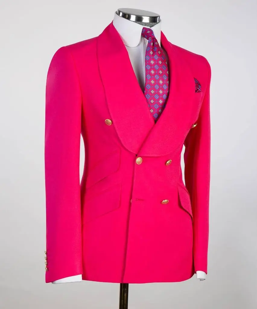 Men's Suit 2 Piece Double Breasted Pink — photograph 2