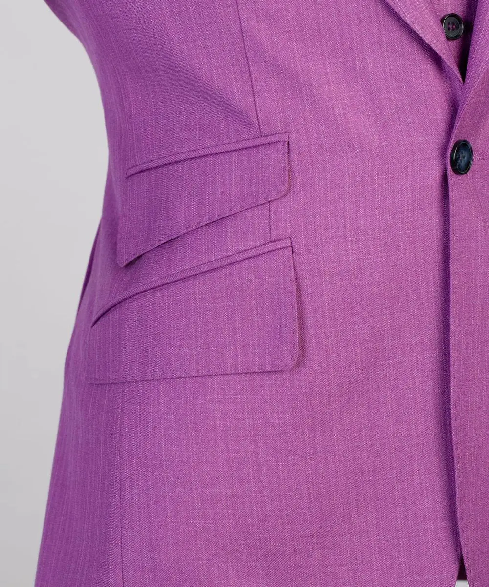 Men's 3 Piece Classic Purple Pink Suit — photograph 5