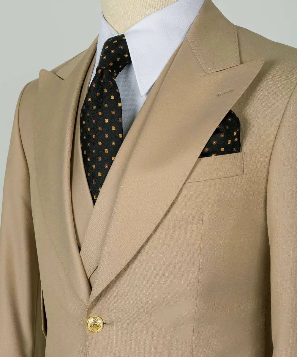 Men's Suit Set, %100 Wool, Beige — photograph 2