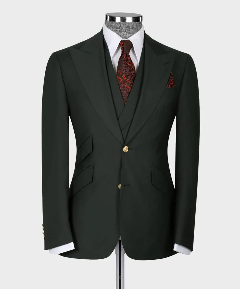 Men's Suit Set, %100 Wool, Green — photograph 3