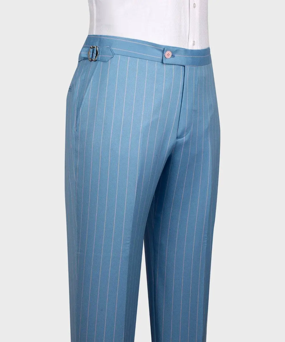 Men's Suit Set, %100 Wool, Striped, Blue — photograph 6