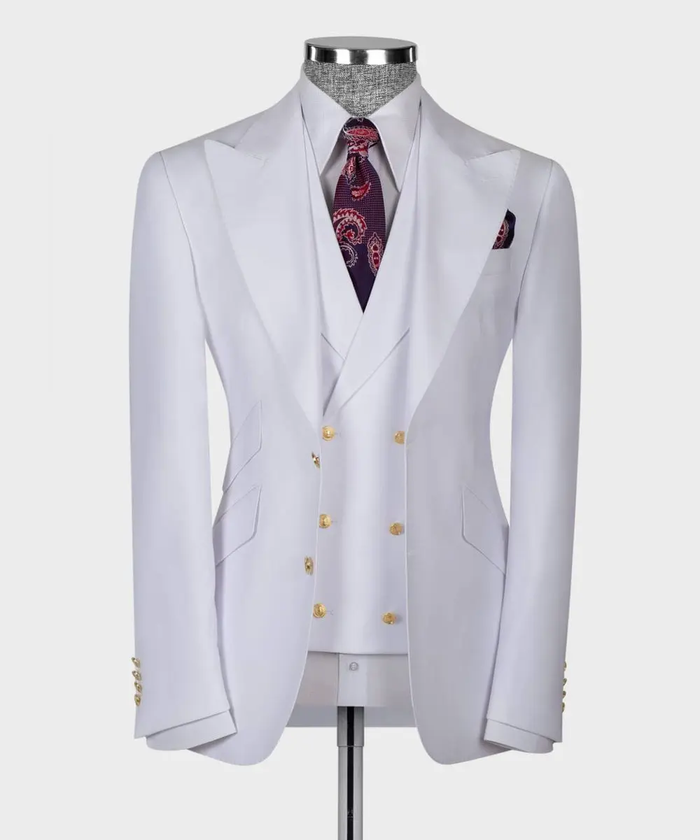 Men's Suit Set, %100 Wool, White — photograph 1