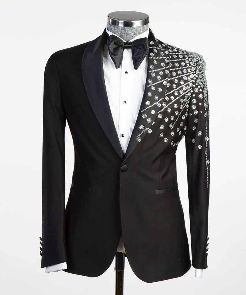Men's Tuxedo,Two Piece Black Shoulder Pattern — photograph 1