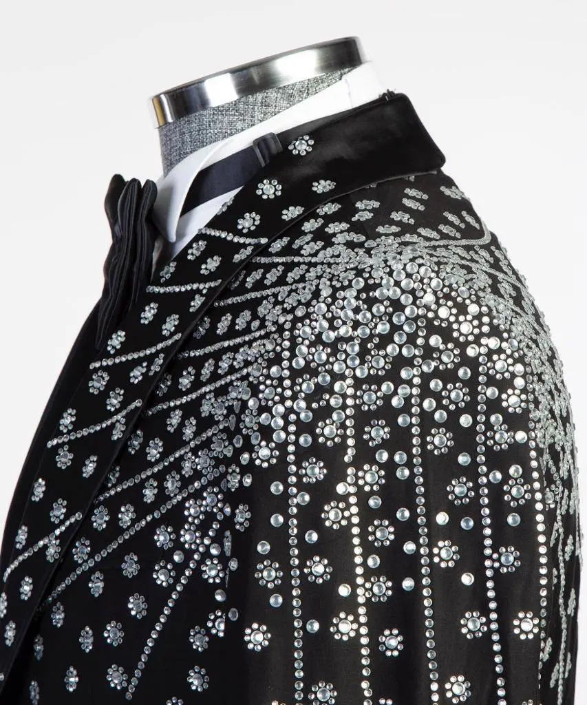 Men's Tuxedo,Two Piece Black Shoulder Pattern — photograph 4