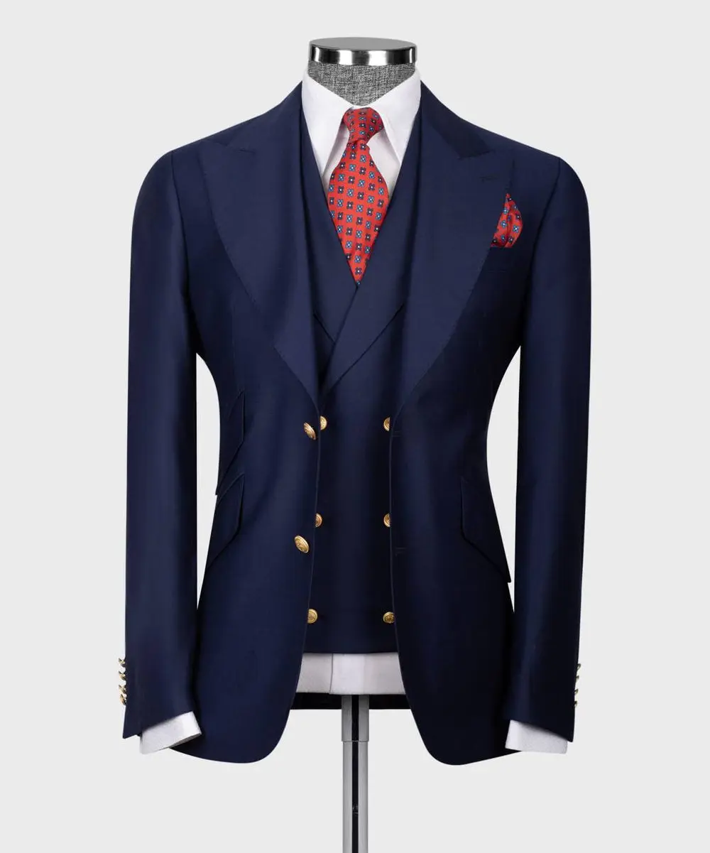 Men's Suit Set, %100 Wool, Navy — photograph 1