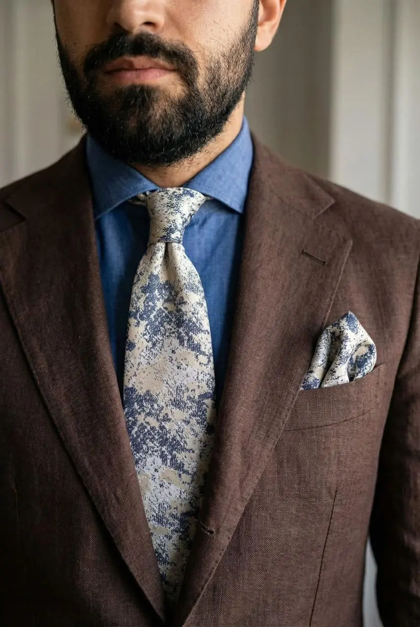 Signature Men’s Tie-Beige — photograph 1