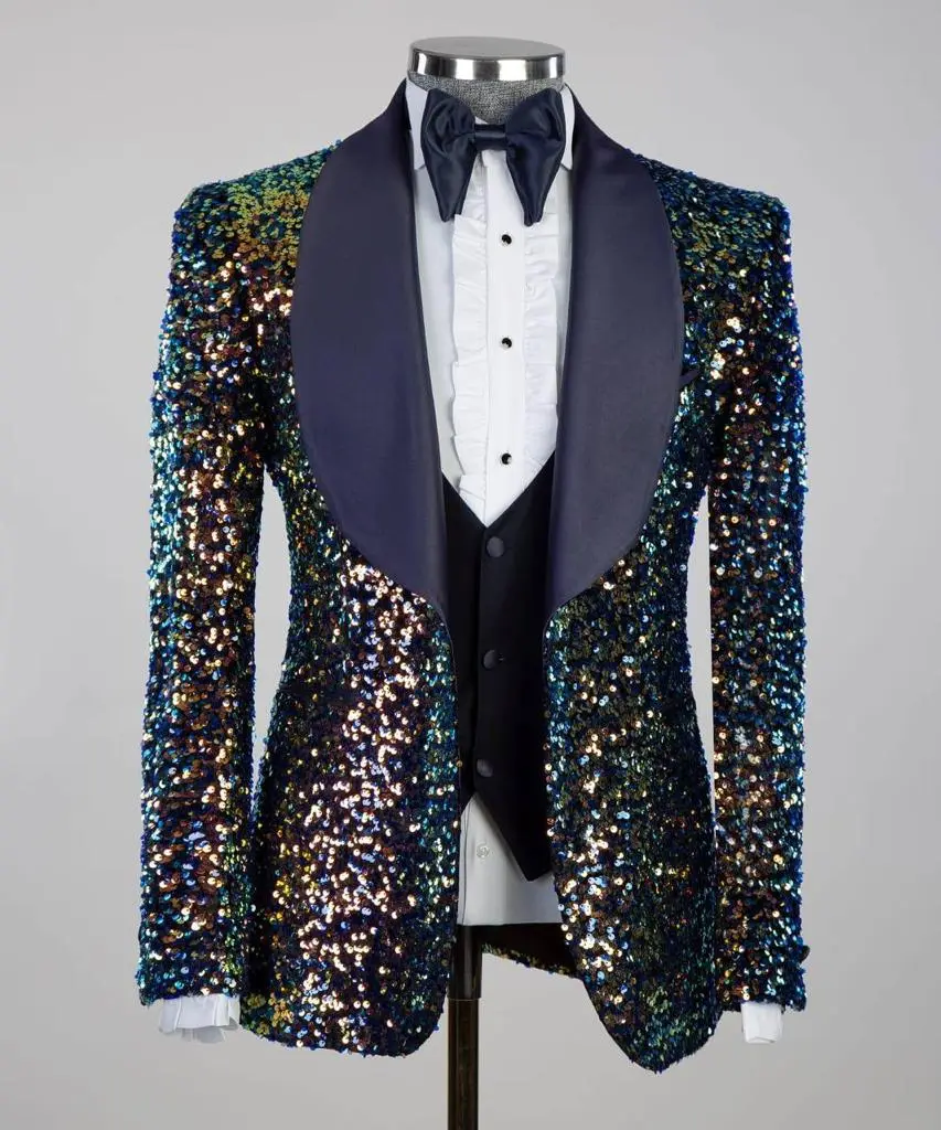 Men's 3 Piece Sequin Colourful Tuxedo — photograph 1
