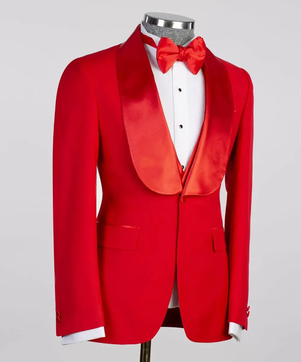 Men's 3 Piece Red Tuxedo Suit — photograph 3
