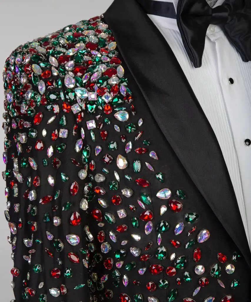 Men's 2 Piece Stone Designed Black Tuxedo — photograph 2