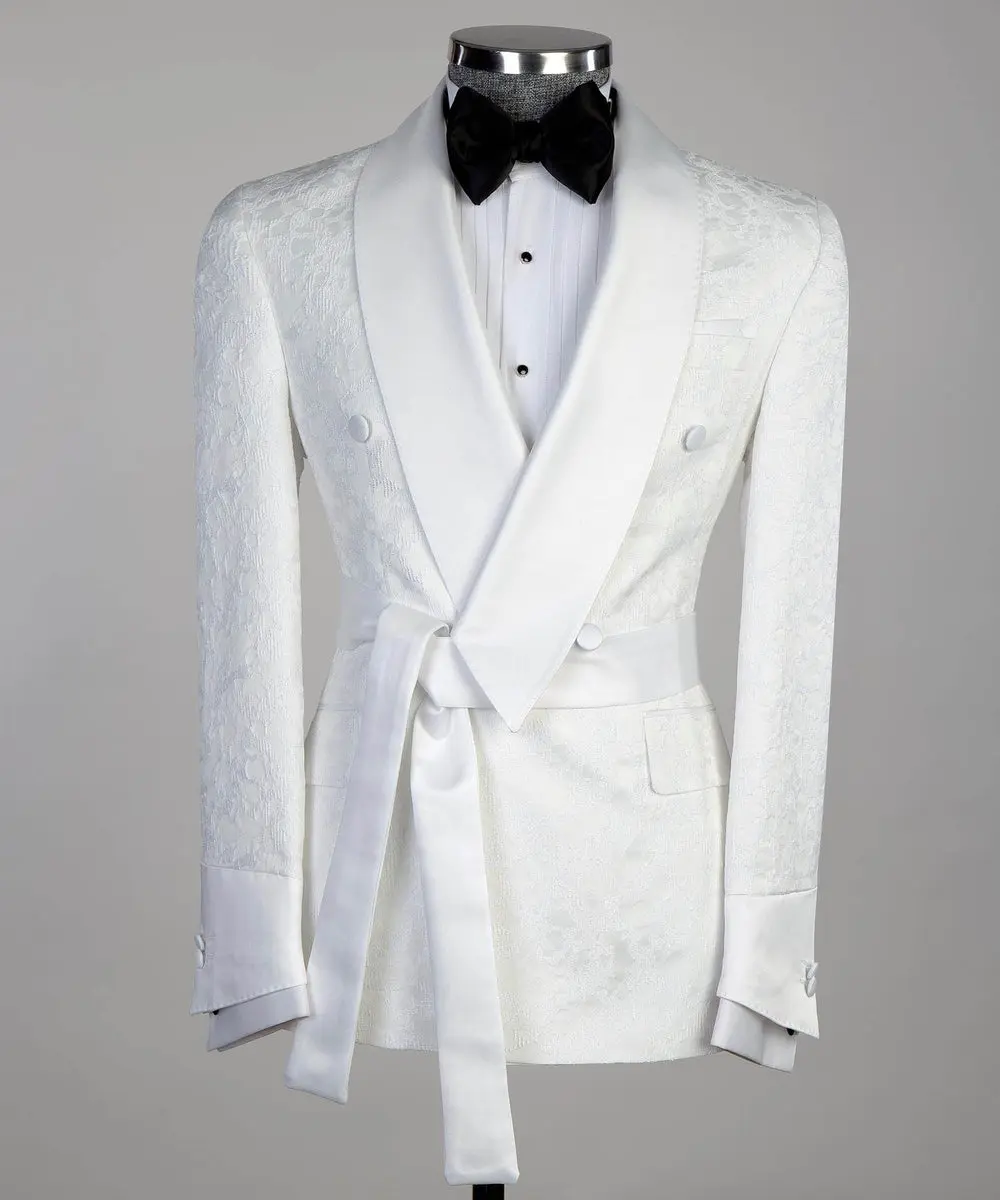 Men's Belted White Tuxedo Set — photograph 1