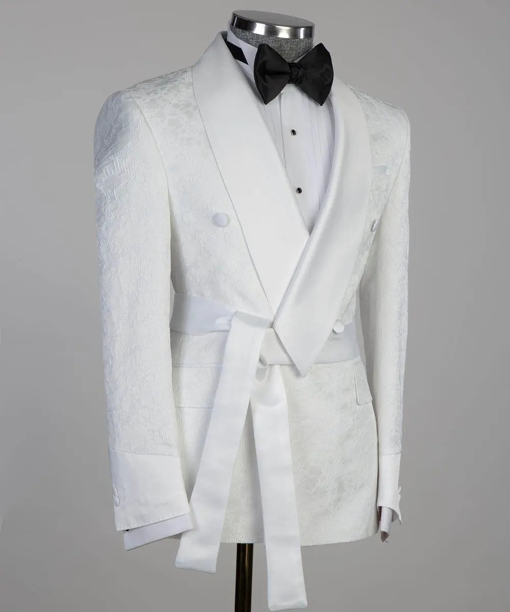 Men's Belted White Tuxedo Set — photograph 3