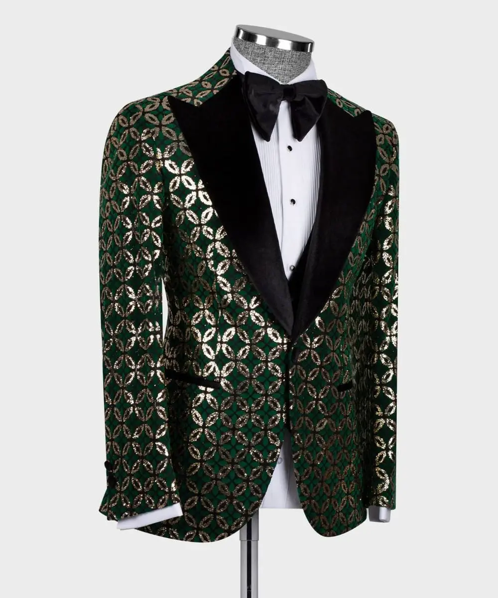Men's 3 Piece Velvet Shiny Tuxedo — photograph 3