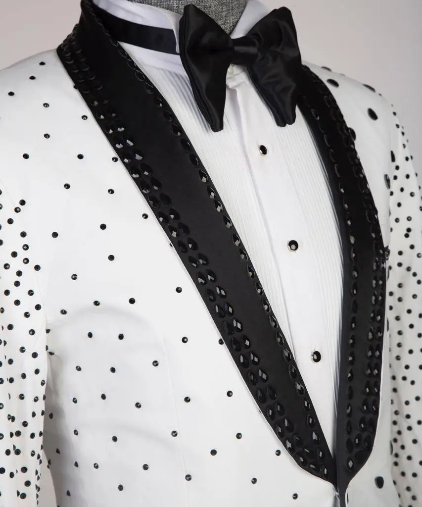 Men's 2 Piece Stone Designed White Tuxedo — photograph 2