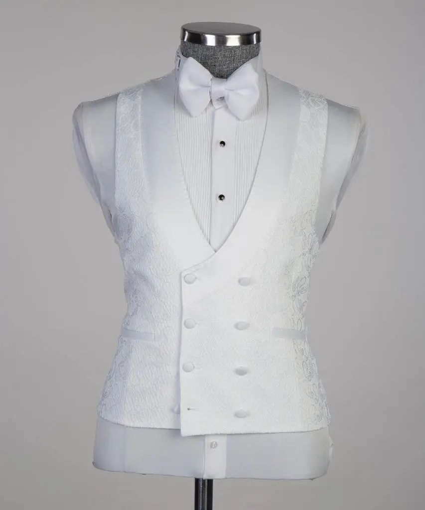 White Tuxedo 3 Piece Floral Design — photograph 5