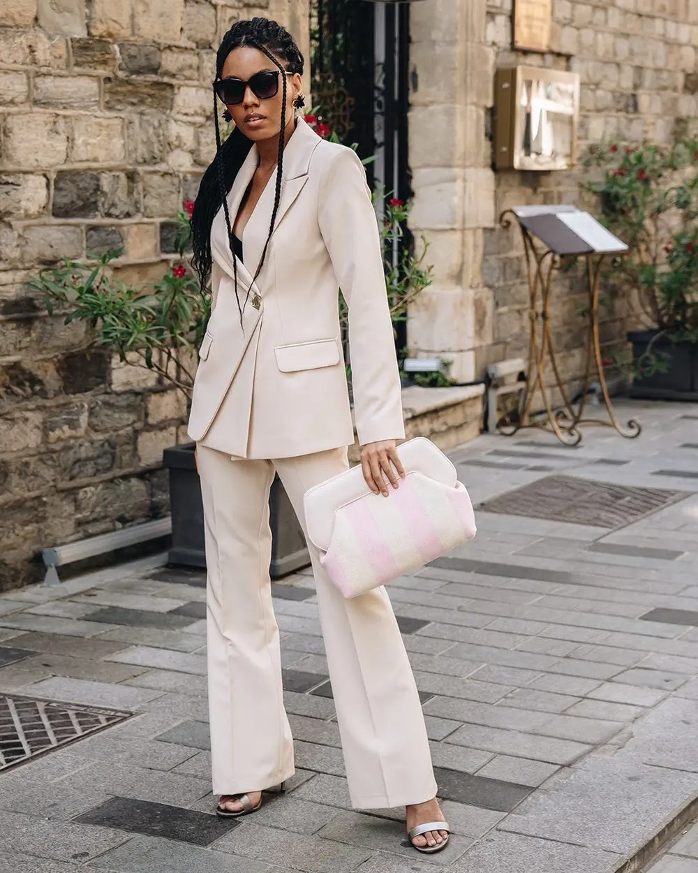 Women's 2 Piece Suit Set- Beige — photograph 1