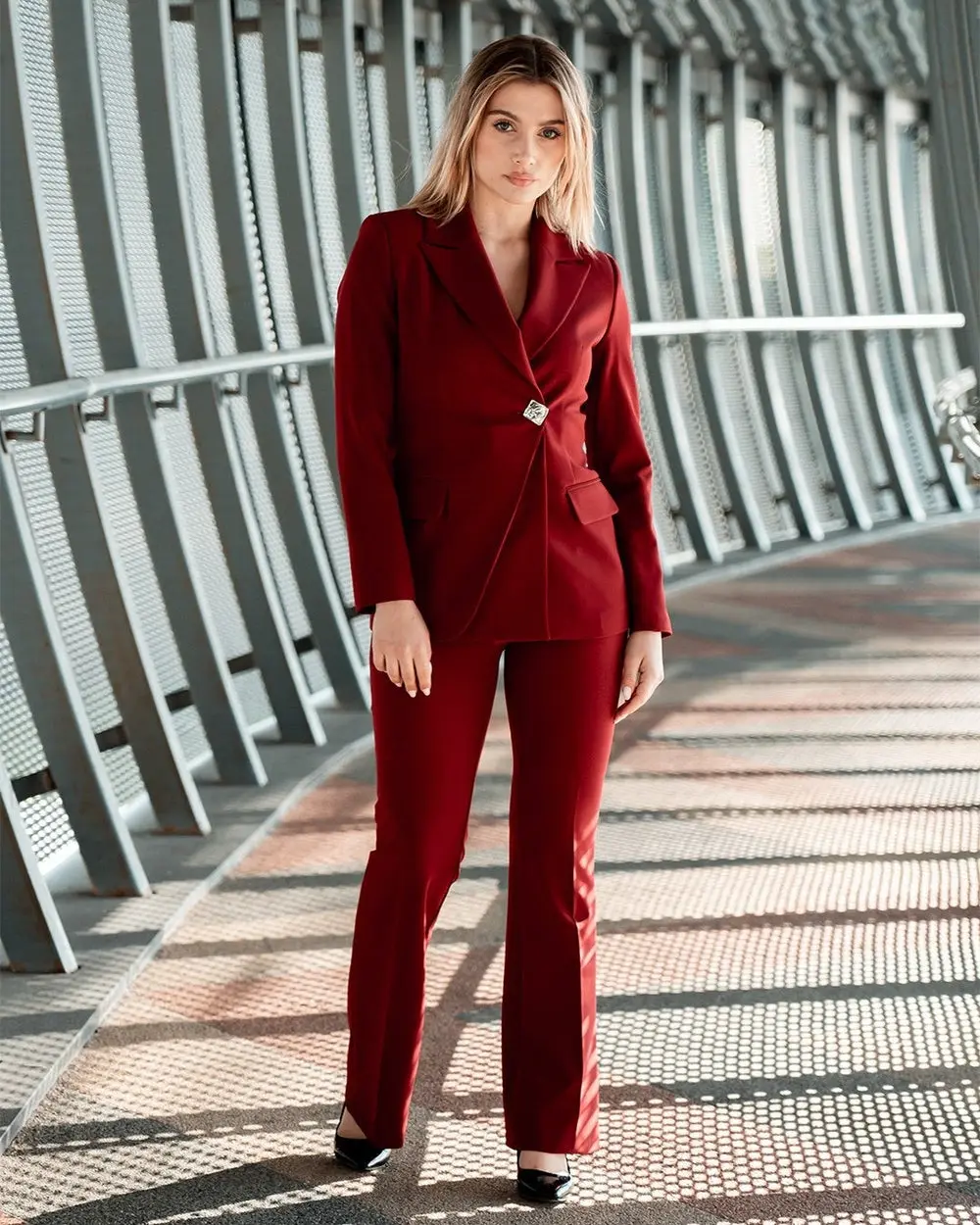 Women's 2 Piece Suit Set- Red — photograph 4
