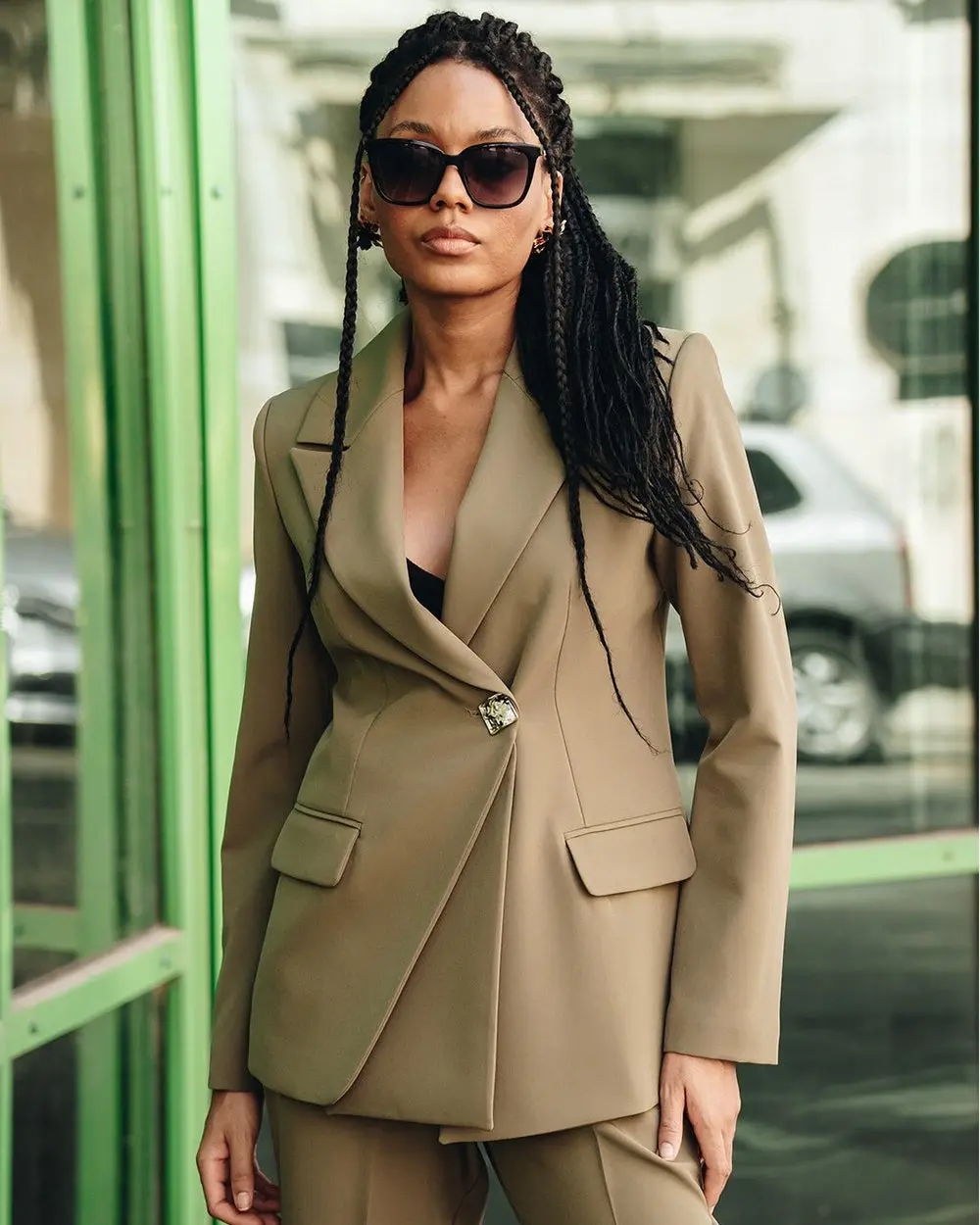 Women's 2 Piece Suit Set- Stone Beige — photograph 3
