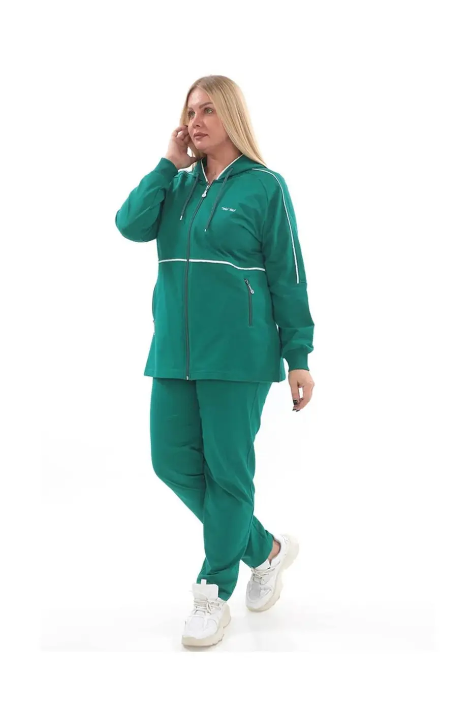 Women's 3-Piece Tracksuit Set-Green — photograph 3