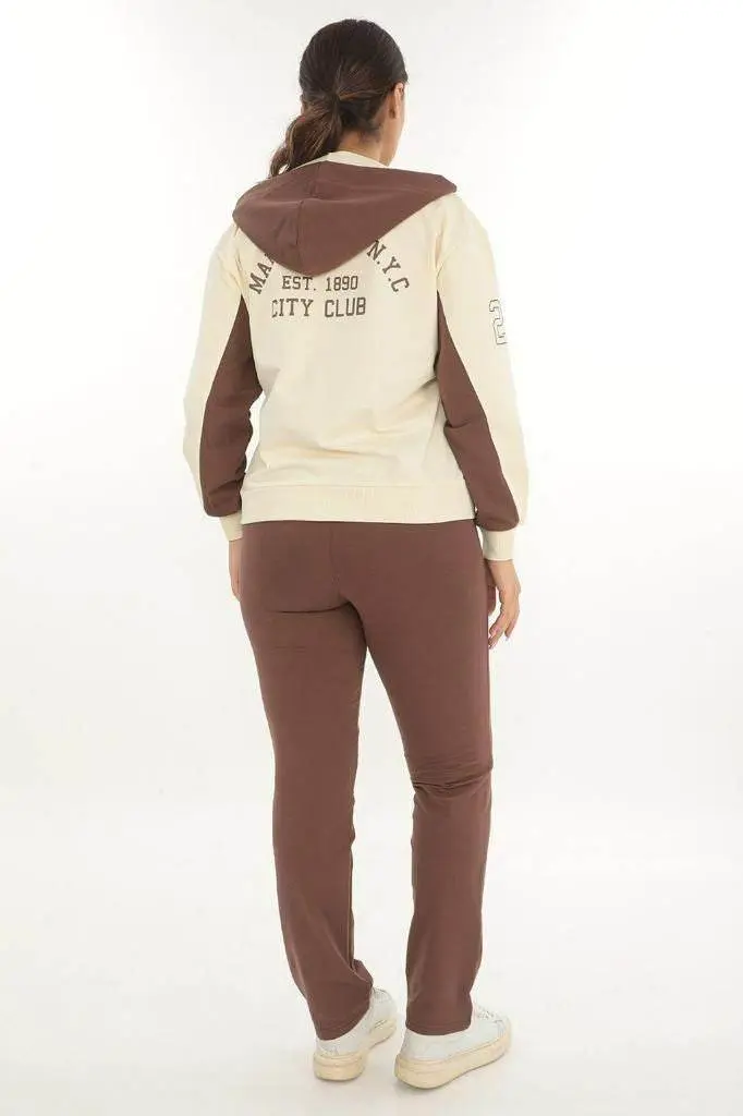 Women's Cream-Brown Tracksuit Set — photograph 2