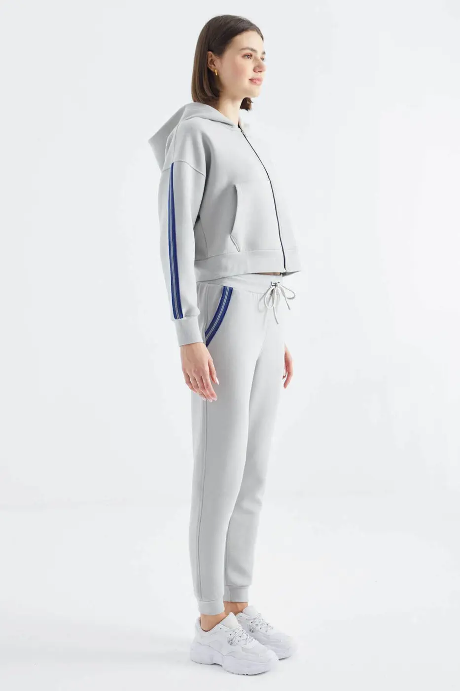Women's Light Grey Zip-Up Tracksuit Set — photograph 7