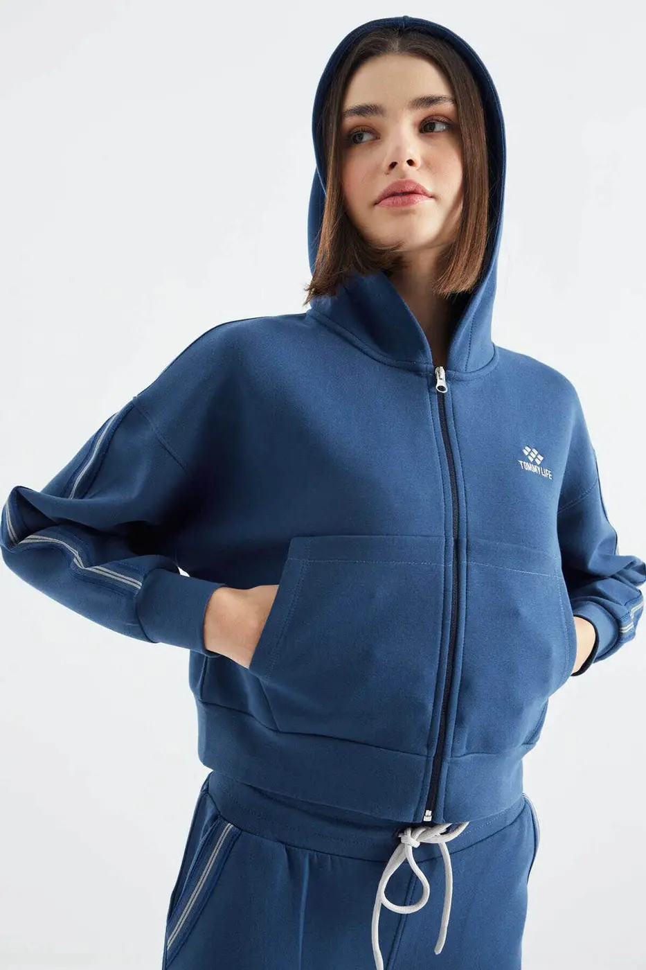 Women's Blue Zip-Up Tracksuit Set — photograph 7