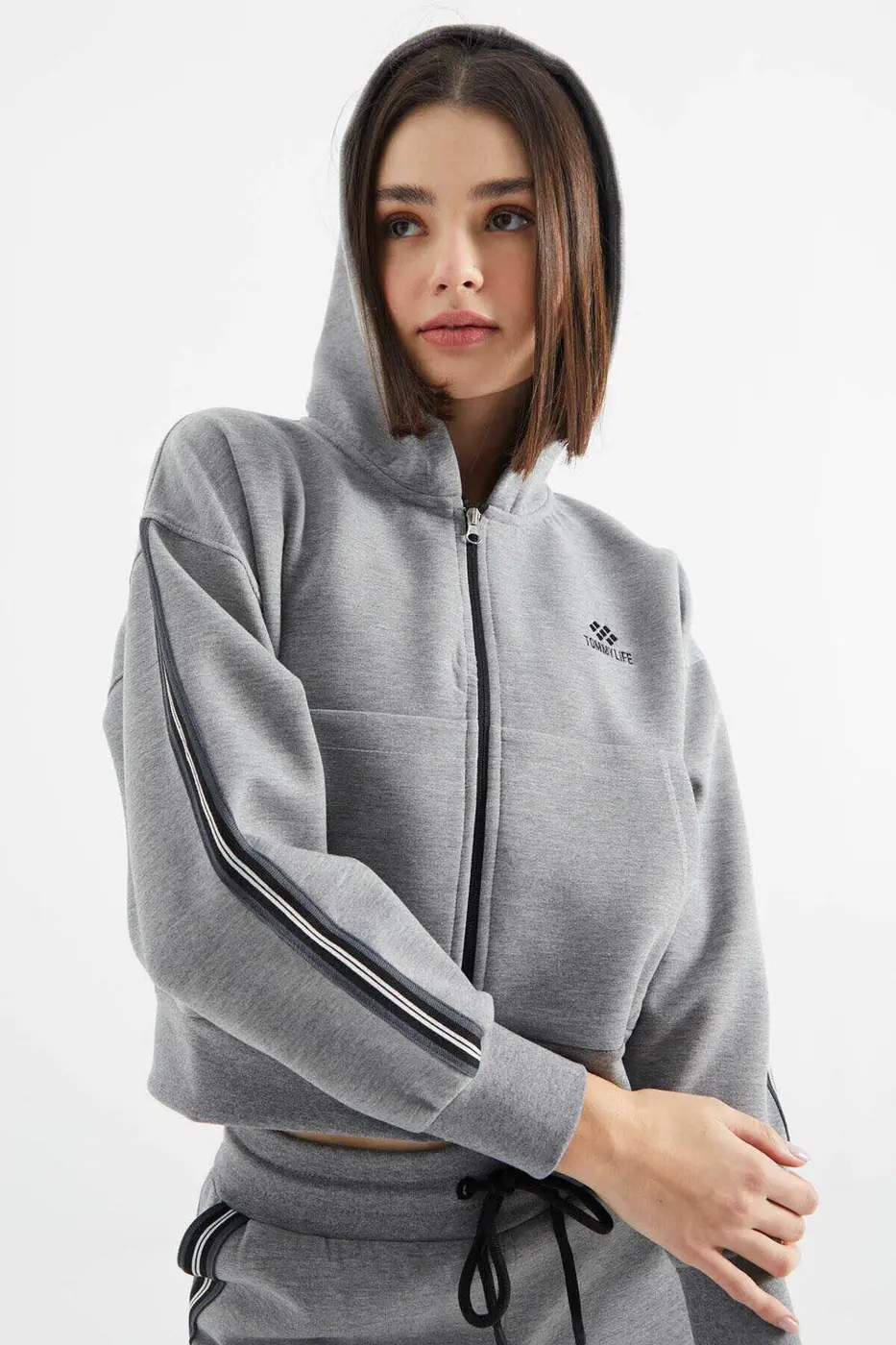 Women's Grey Zip-Up Tracksuit Set — photograph 2
