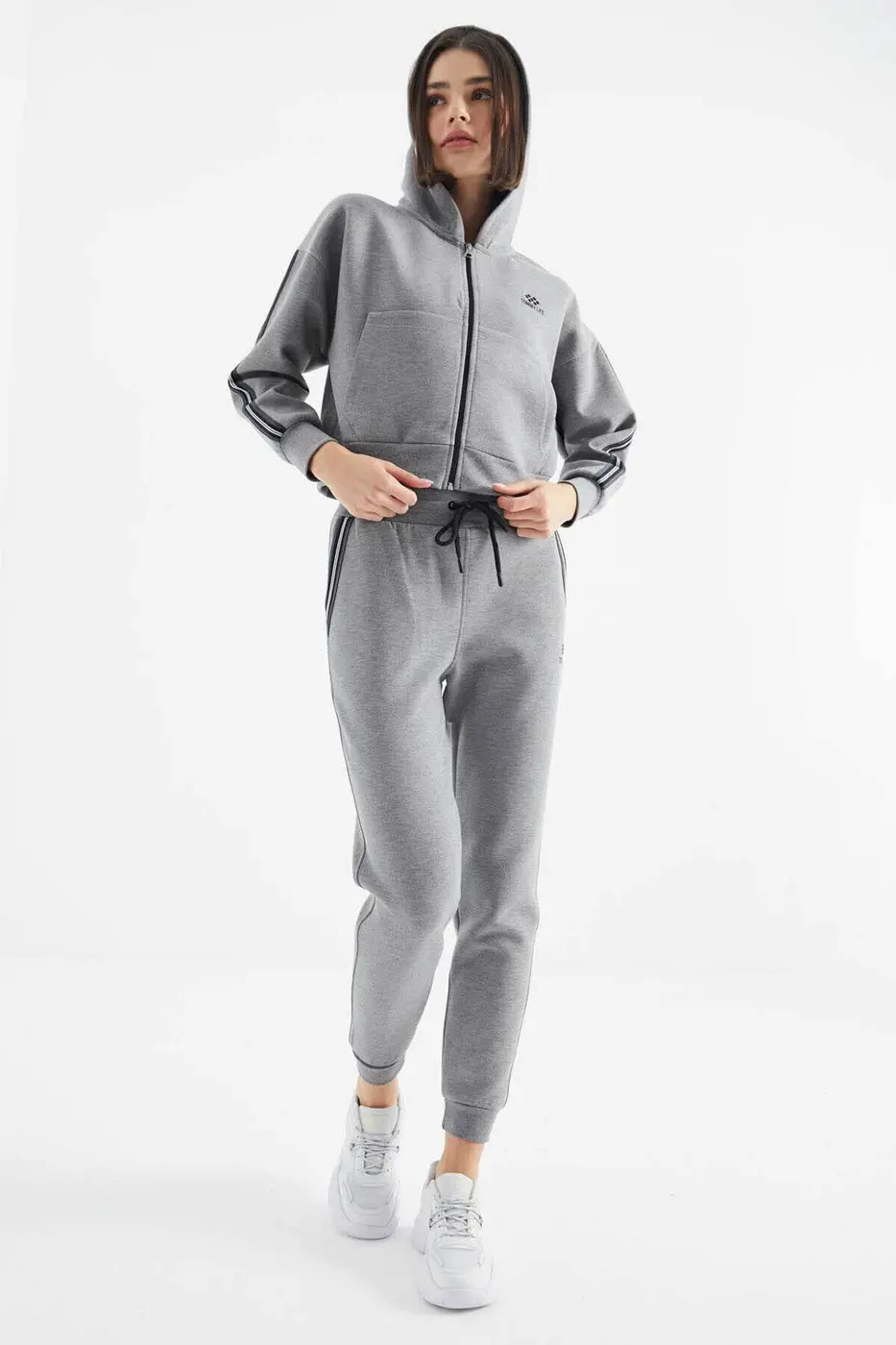 Women's Grey Zip-Up Tracksuit Set — photograph 3