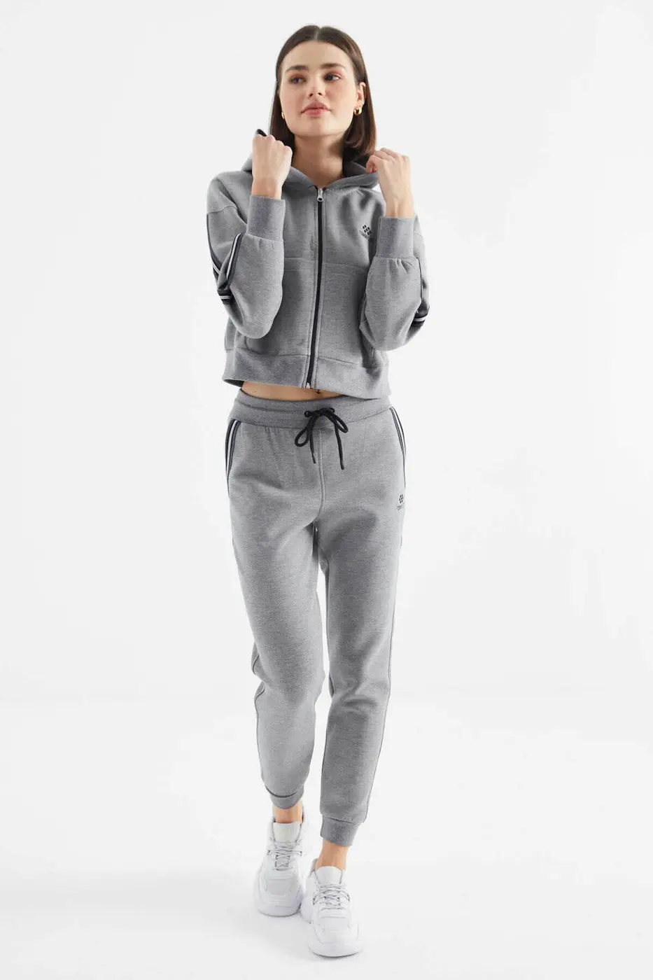 Women's Grey Zip-Up Tracksuit Set — photograph 9