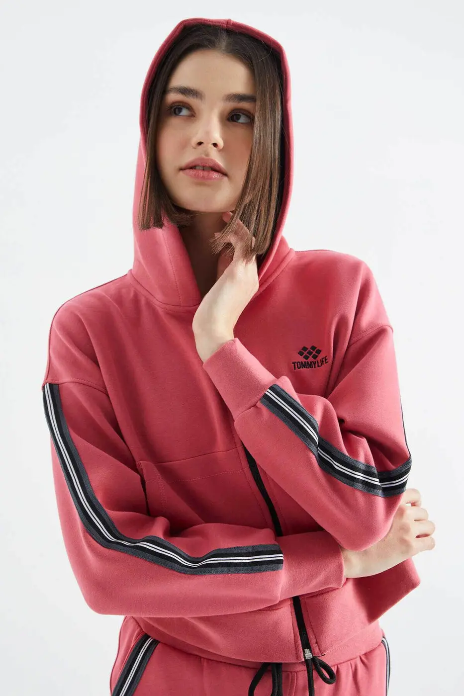 Women's Pink Zip-Up Tracksuit Set — photograph 2