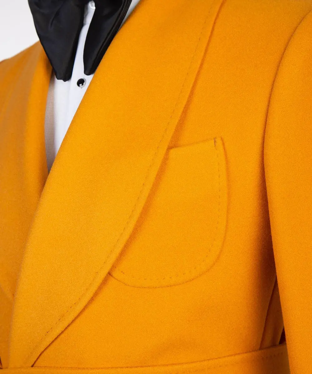 Yellow Double Breasted Men’s Long Coat — photograph 2